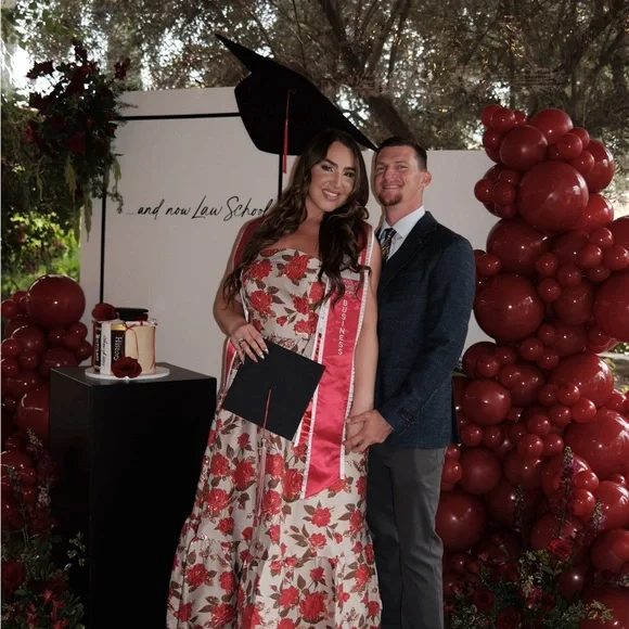 Multicolor Brocade Strapless Floral Gown With Ruffle Hem - Picture 6 of 7